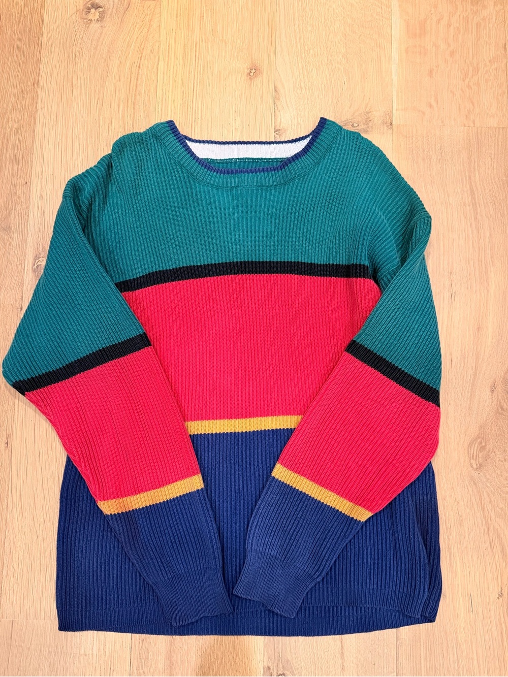 Vintage Eddie Bauer Colorblock Cotton Sweater Men’s Crewneck 90s